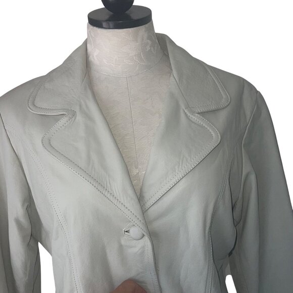 Razo Vintage Womens Jacket Size Large Cream Leather Pockets Casual Mexico - Picture 5 of 16